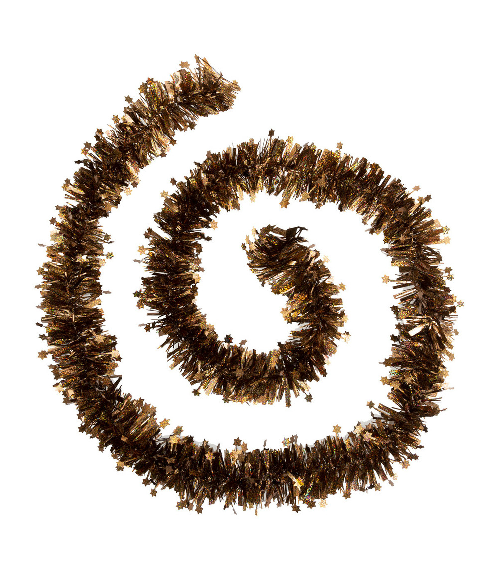 Guirlande de noël large 10 cm avec étoiles laser bronze longueur 2 mètres