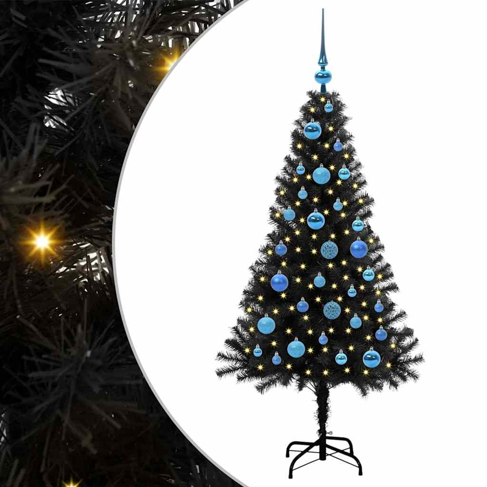 Sapin de noël avec 150 led avec support noir 150 cm pvc