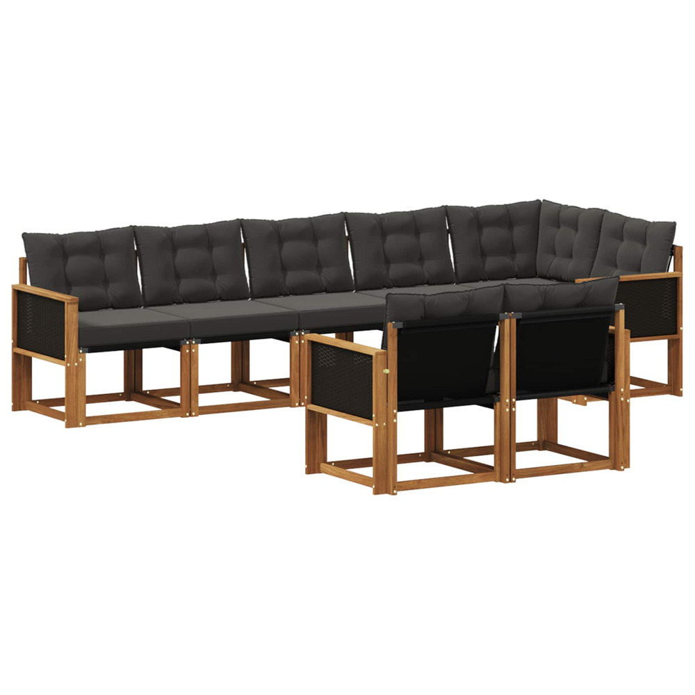 Ensemble de canapés d'extérieur 8 pcs naturel et noir