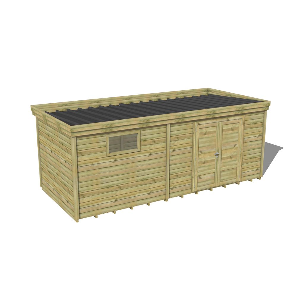 Abri de jardin bois pin traité autoclave 27mm - 5,995x2,64m / 16m2 - bac acier - plancher bois