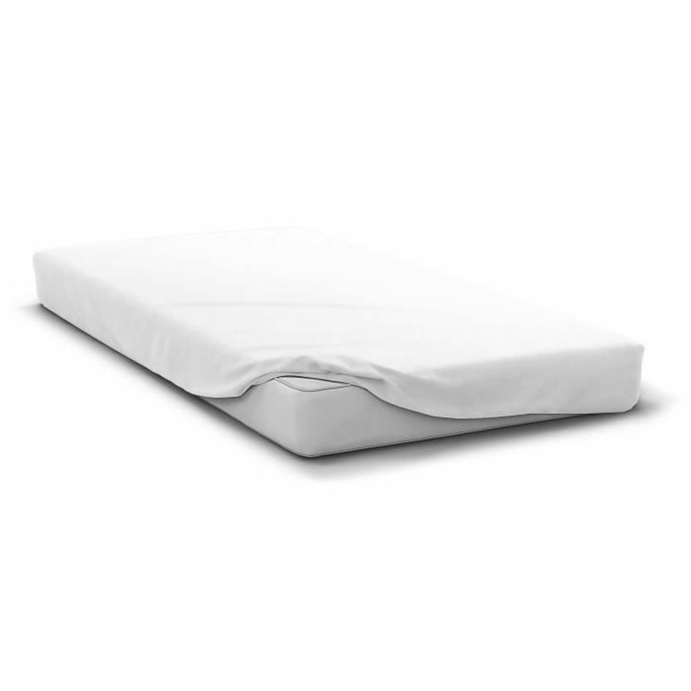 Drap housse 180 x 200 cm + 30 cm bonnet - microfibre - 82 g - blanc