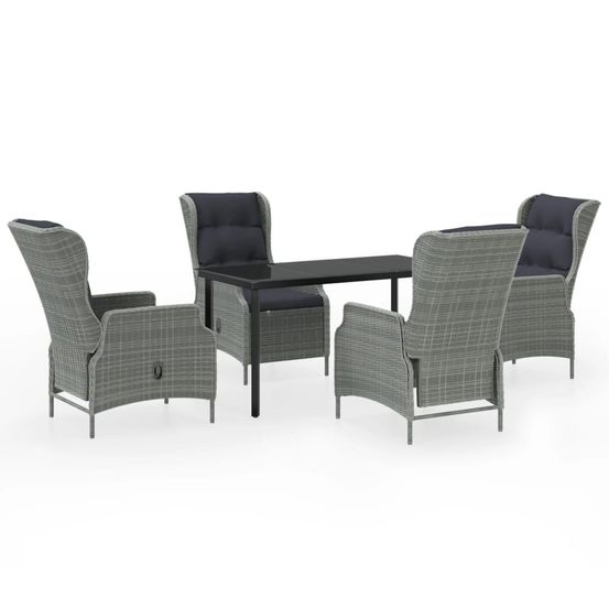 Ensemble à manger de jardin 5 pcs gris clair