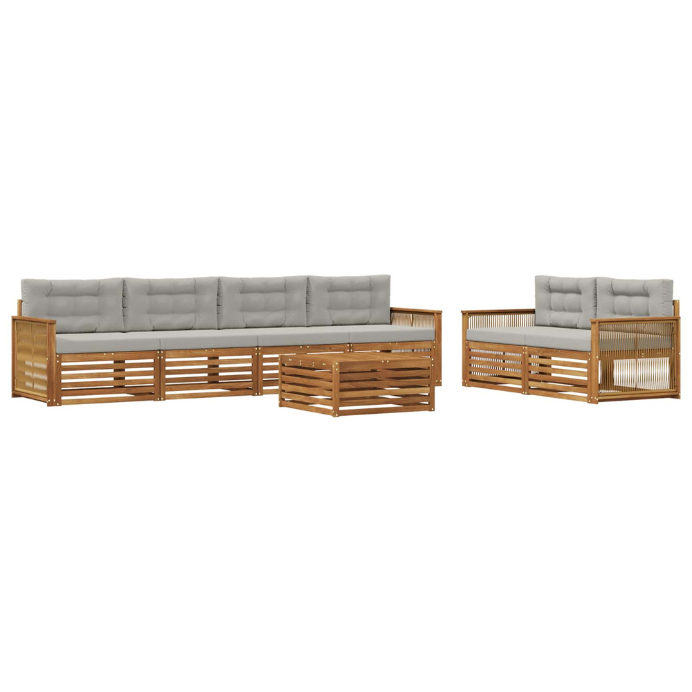 Ensemble de canapés d'extérieur 7 pcs naturel et gris clair