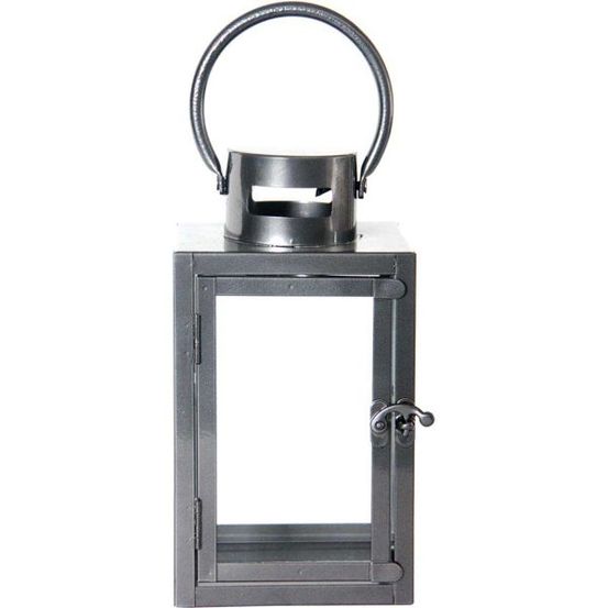 Lanterne en fer anthracite et verre 12 x 12 x 23 cm