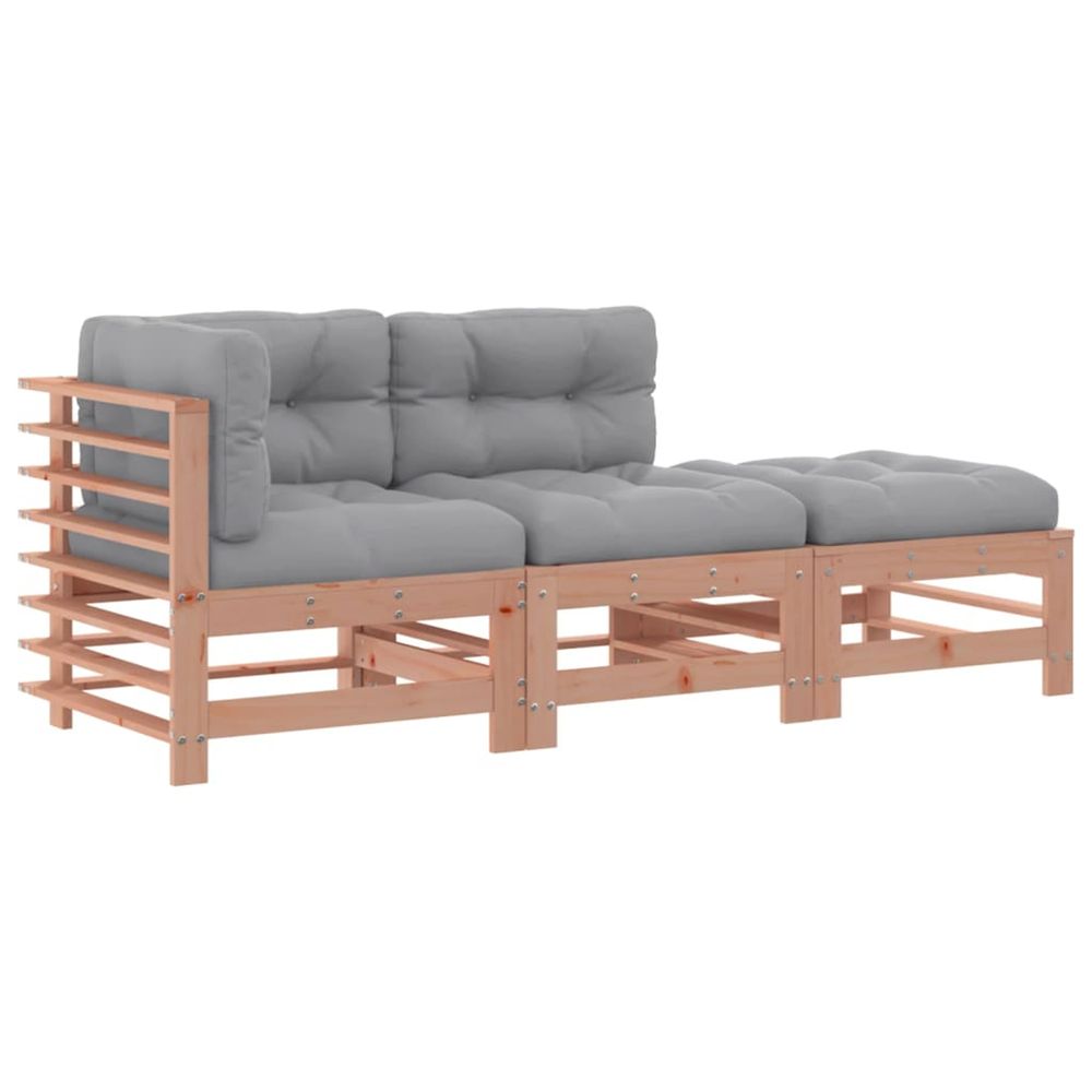 Salon de jardin 3 pcs avec coussins bois massif douglas