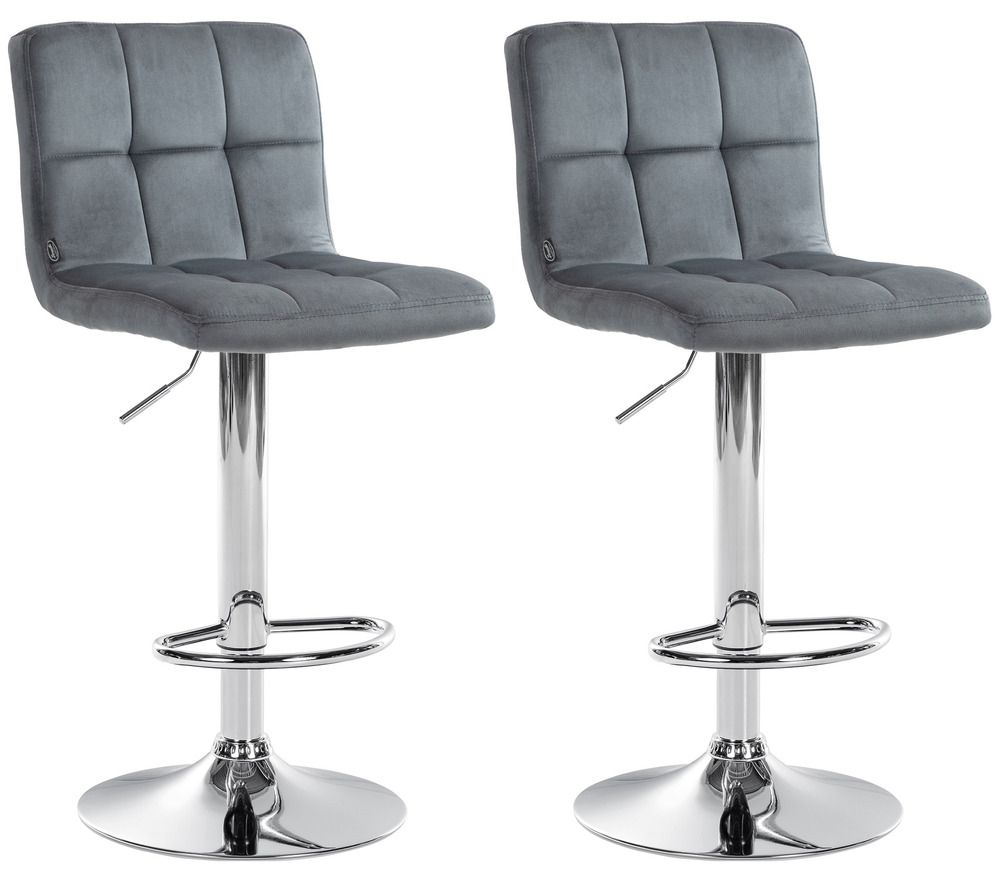 Lot de 2 tabourets de bar peru velours chrome