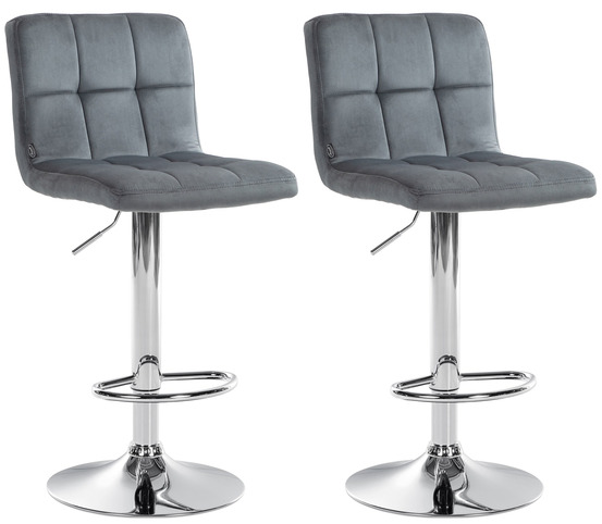 Lot de 2 tabourets de bar peru velours chrome