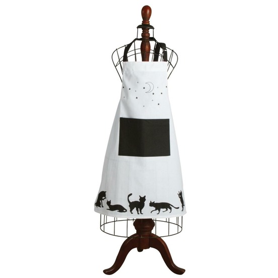 Tablier de cuisine en coton chat noir et blanc