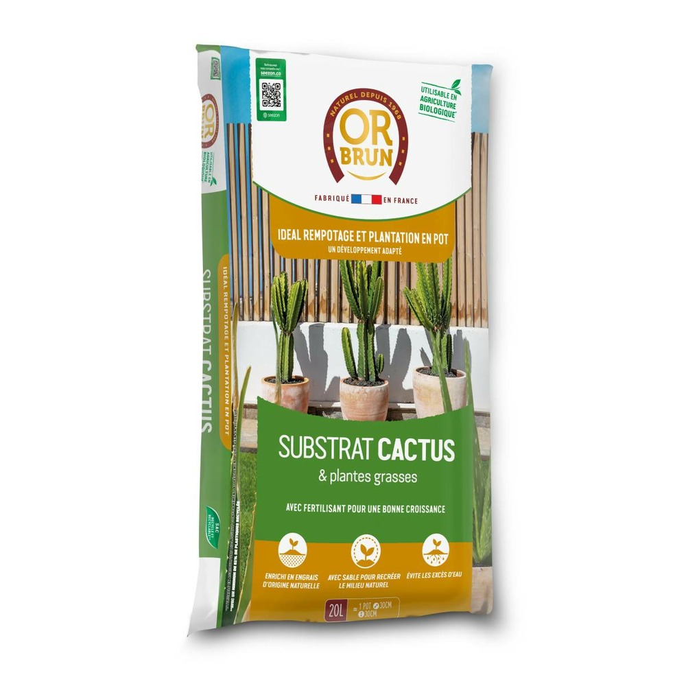 Substrat cactus or brun 20 litres - drainage et équilibre pour vos plantes