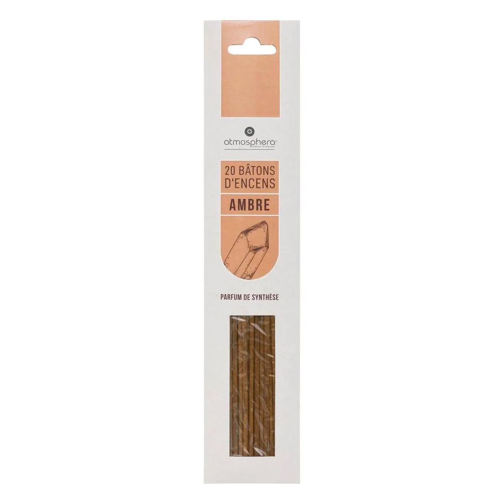 Lot de 20 bâtons d'encens 25cm ambre