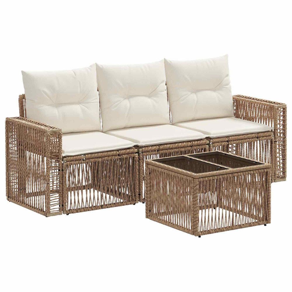 Ensemble de canapé de jardin 4 pcs beige et blanc crème