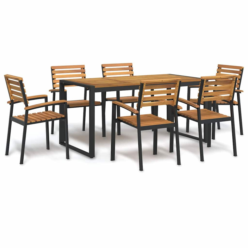 Ensemble à manger de jardin 7 pcs bois d'acacia solide et métal