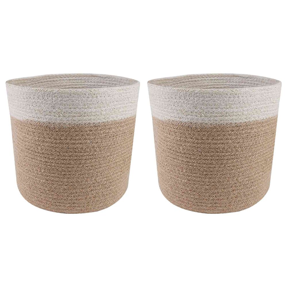 Ensemble de pots à plantes 2 pc naturel et blanc ø 21 x 21 cm