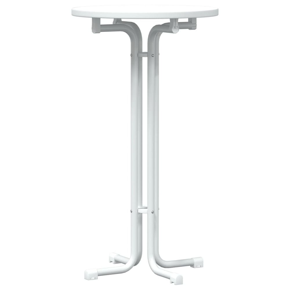 Table de bar blanc ø60x110 cm bois d'ingénierie et acier