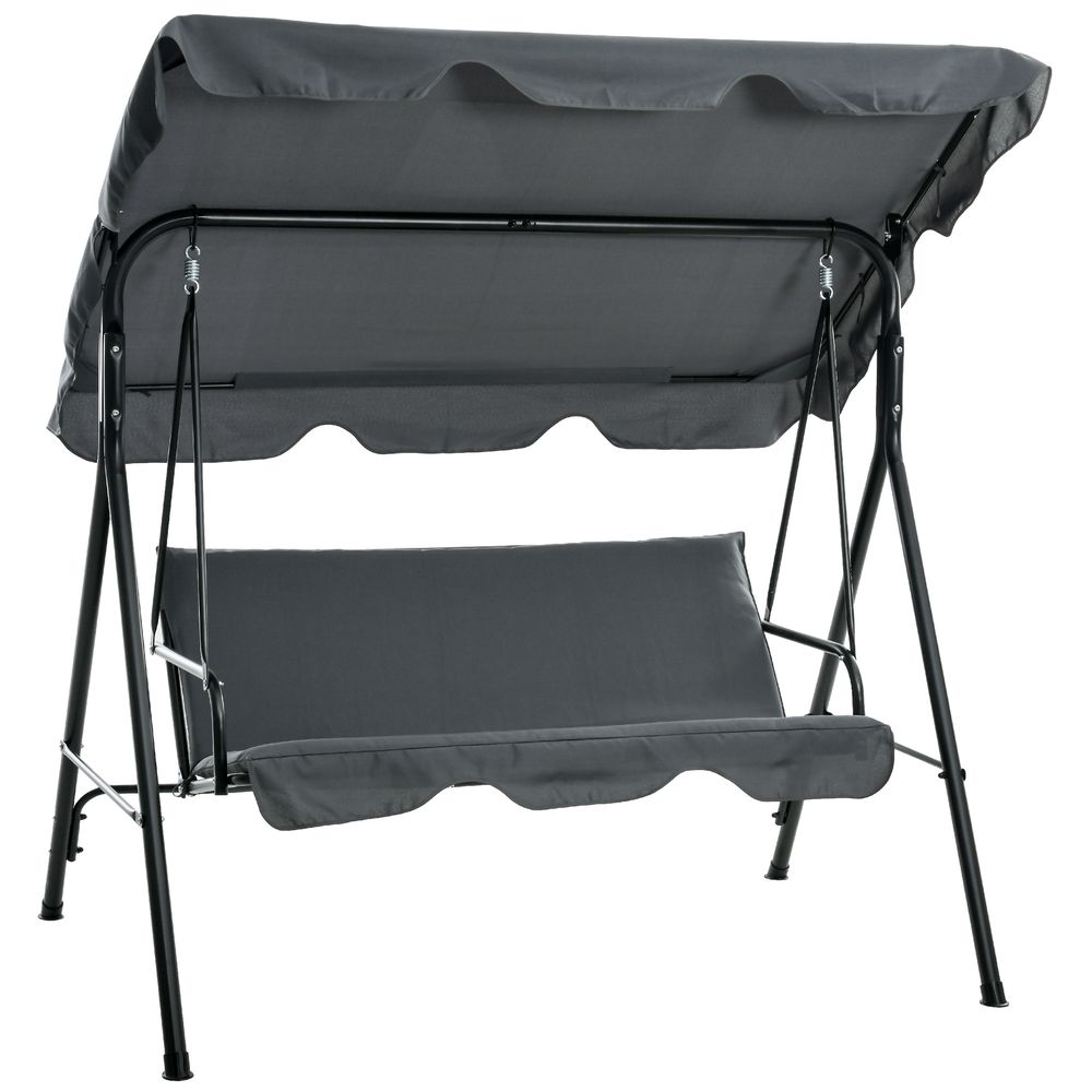 Balançoire hollywood 3 places avec auvent protecteur structure acier solide dimensions 172×110×153cm couleur gris
