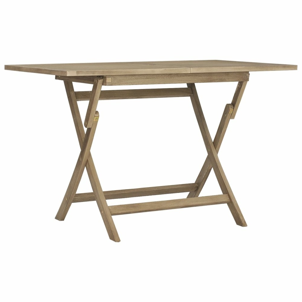 Table de jardin pliante gris 120x70x75 cm bois de teck solide