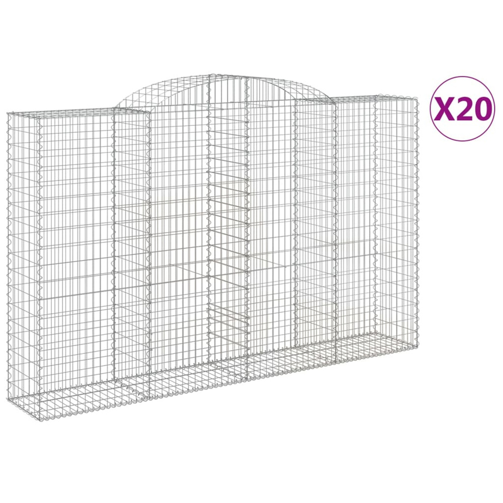 Paniers à gabions arqués 20 pcs 300x50x180/200 cm fer galvanisé