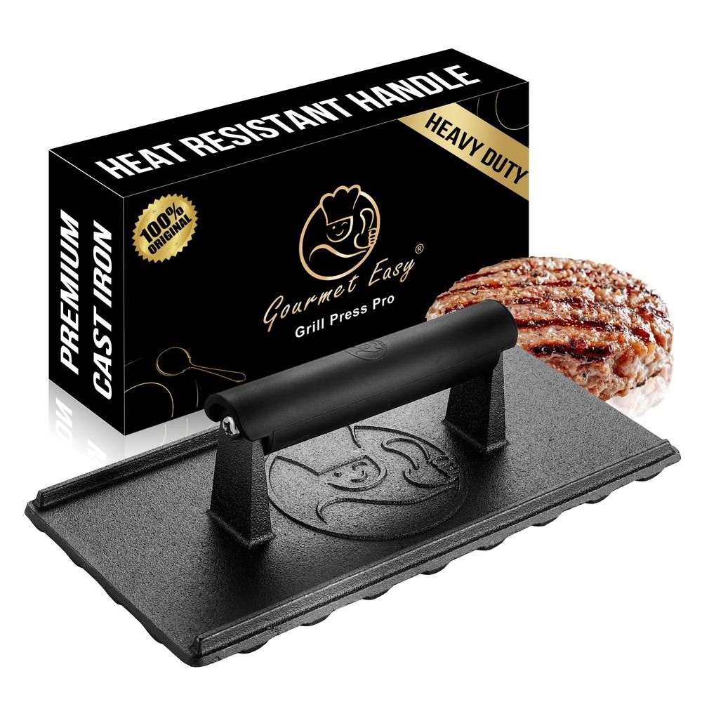 Presse grill avec manche résistant à la chaleur presse burger fonte 3 lb