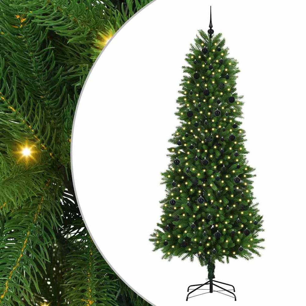Sapin de noël avec 300 led avec support vert 240 cm pe