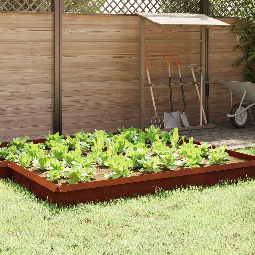 Barrière anti-limaces acier patiné protection potager jardin 100x25cm marron