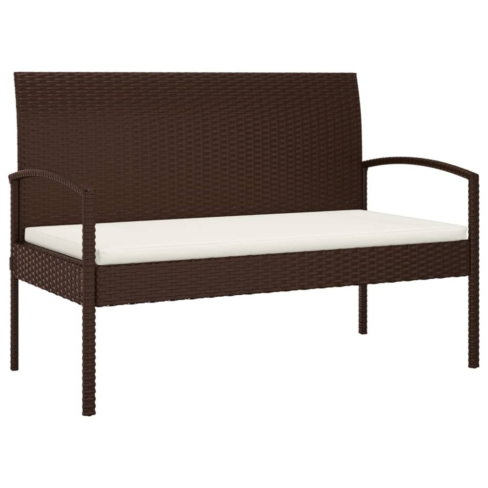Banc de jardin meuble de patio d'extérieur terrasse avec coussin marron 105 cm résine tressée