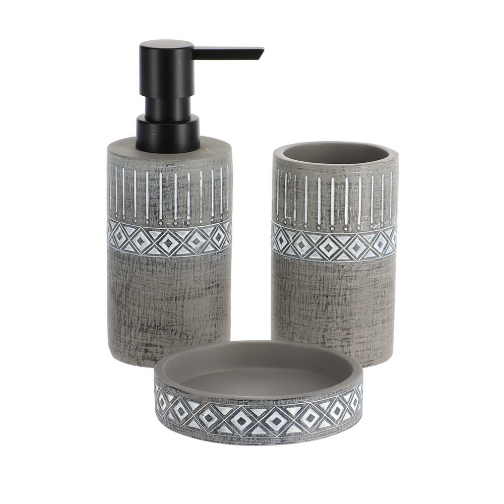 Set gobelet distributeur a savon et port savon ciment - gris