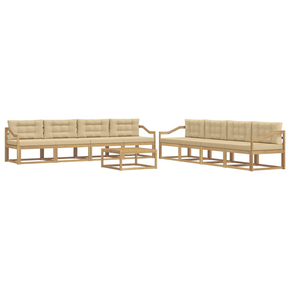 Ensemble de canapés d'extérieur 9 pc blanc et beige polyester