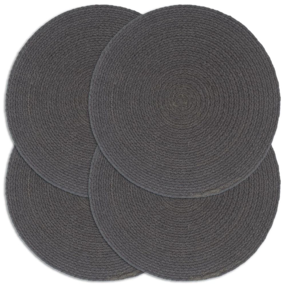 Napperons 4 pcs Gris foncÃ© 38cm Rond Coton