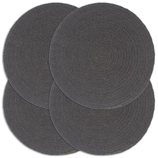 Napperons 4 pcs Gris foncé 38cm Rond Coton