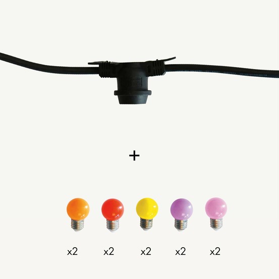 Guirlande guinguette festival e27 - 10 ampoules g45 couleurs chaudes - 5m - prolongeable