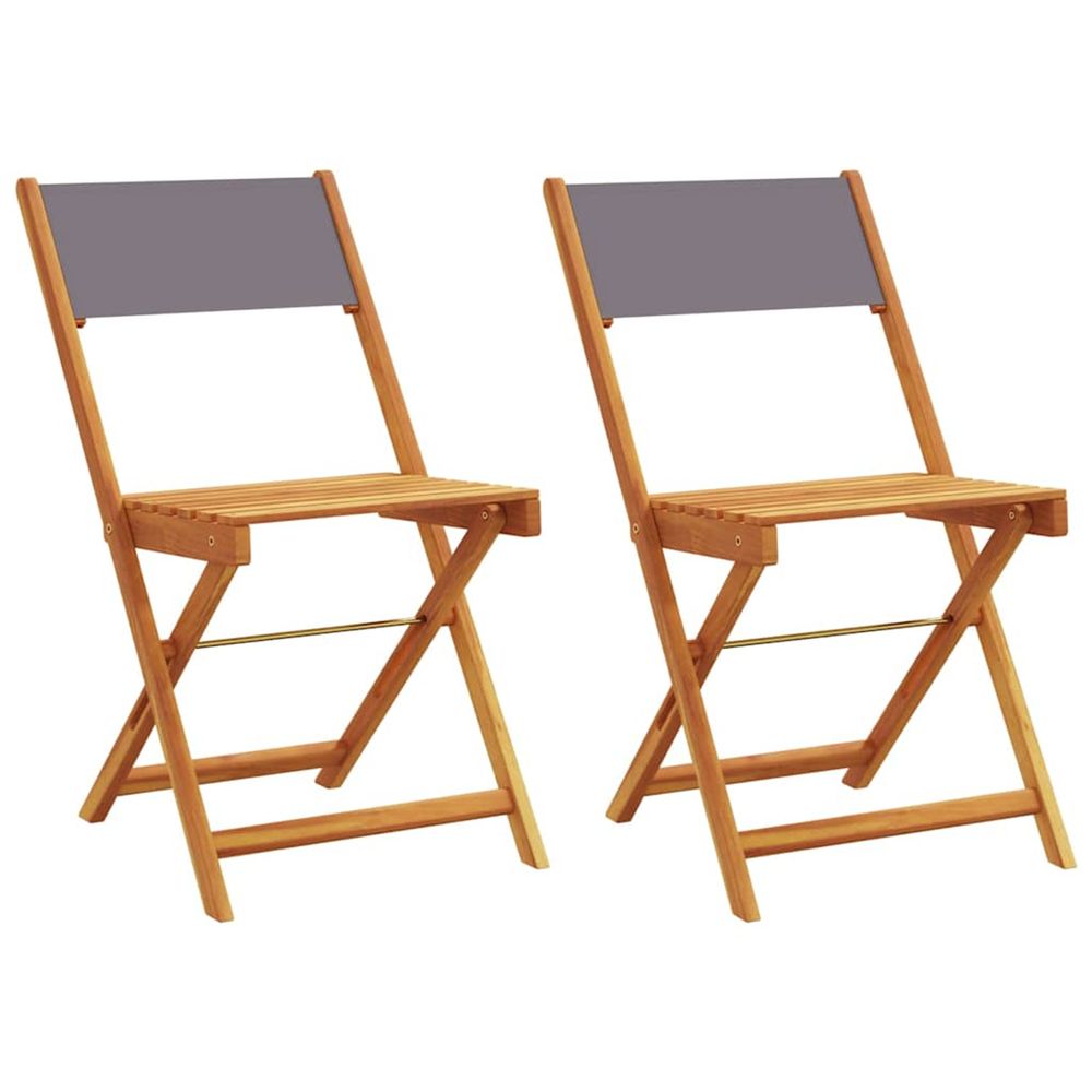 Chaises pliantes 2 pièces anthracite bois massif d'acacia et tissu
