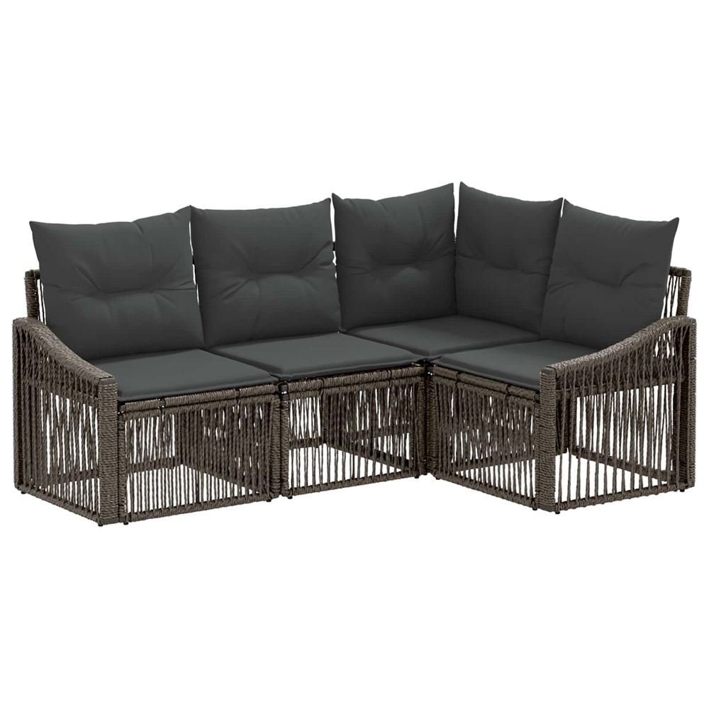 Ensemble de canapé de jardin 4 pc gris polyrotin