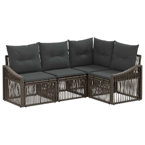 Ensemble de canapé de jardin 4 pc gris polyrotin