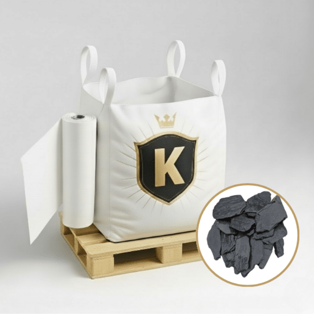 Kit ardoise 30/70 + géotextile = 1 big bag d'ardoise 30/70mm 1.5t [environ 20m2 sur 5cm d'épaisseur] + 1 géotextile 25m2