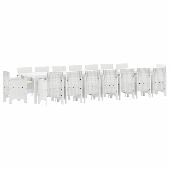 Ensemble de salle à manger de jardin avec coussins 17 pcs blanc