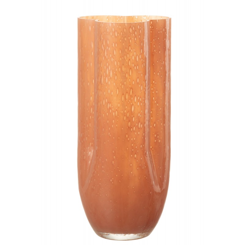 Vase en verre corail 15x15x34cm
