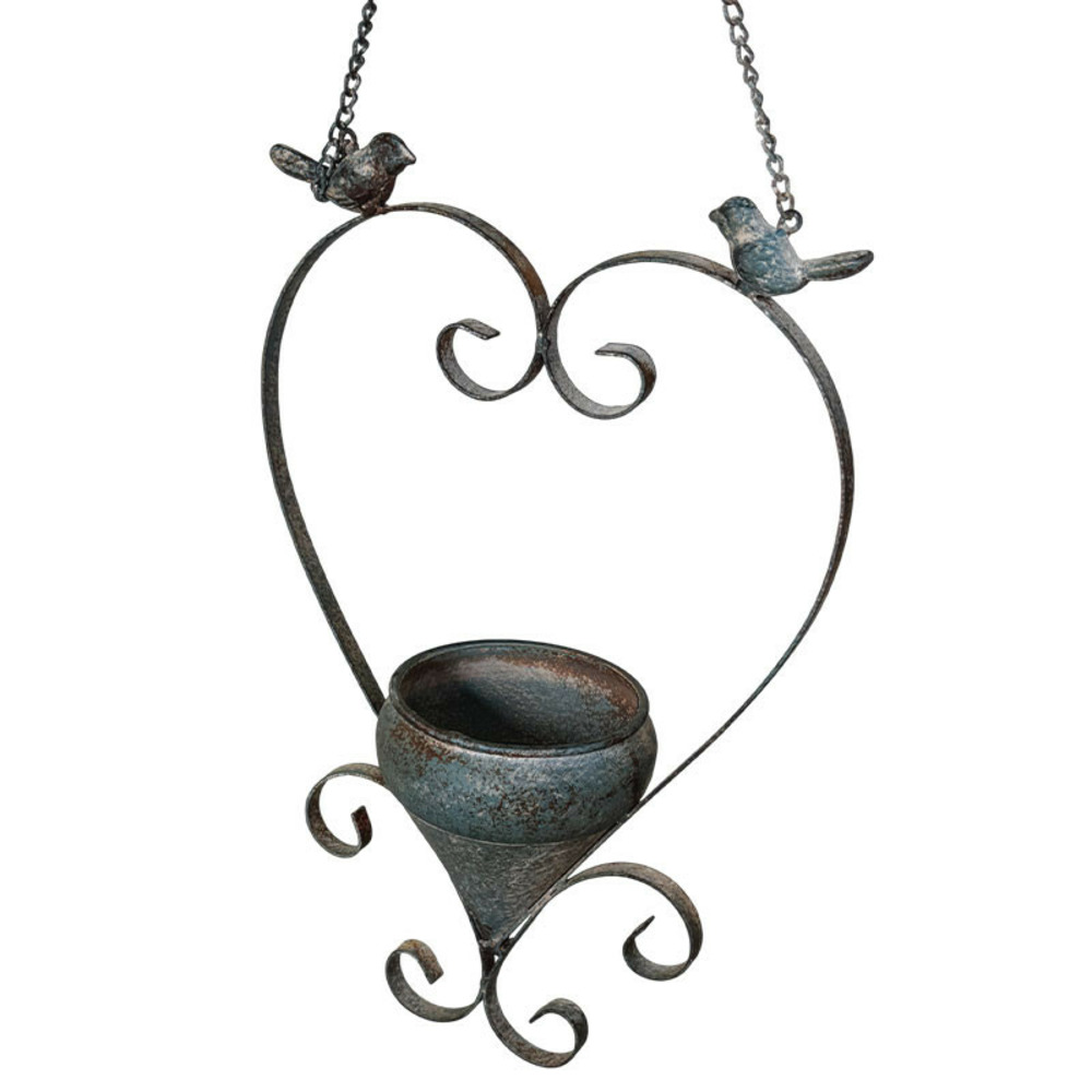 Mangeoire cœur oiseau à suspendre 26x13x78cm