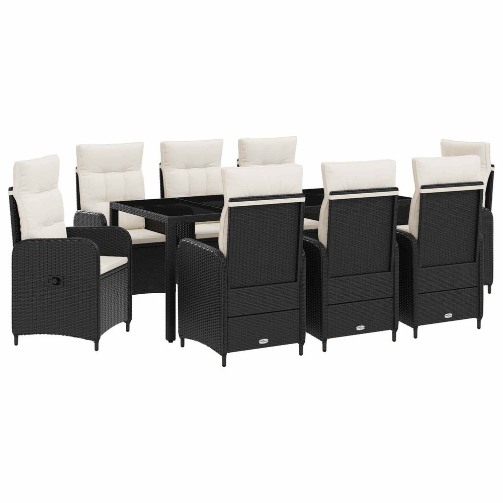 Ensemble de repas extérieur 9 pc noir et blanc crème polyrotin