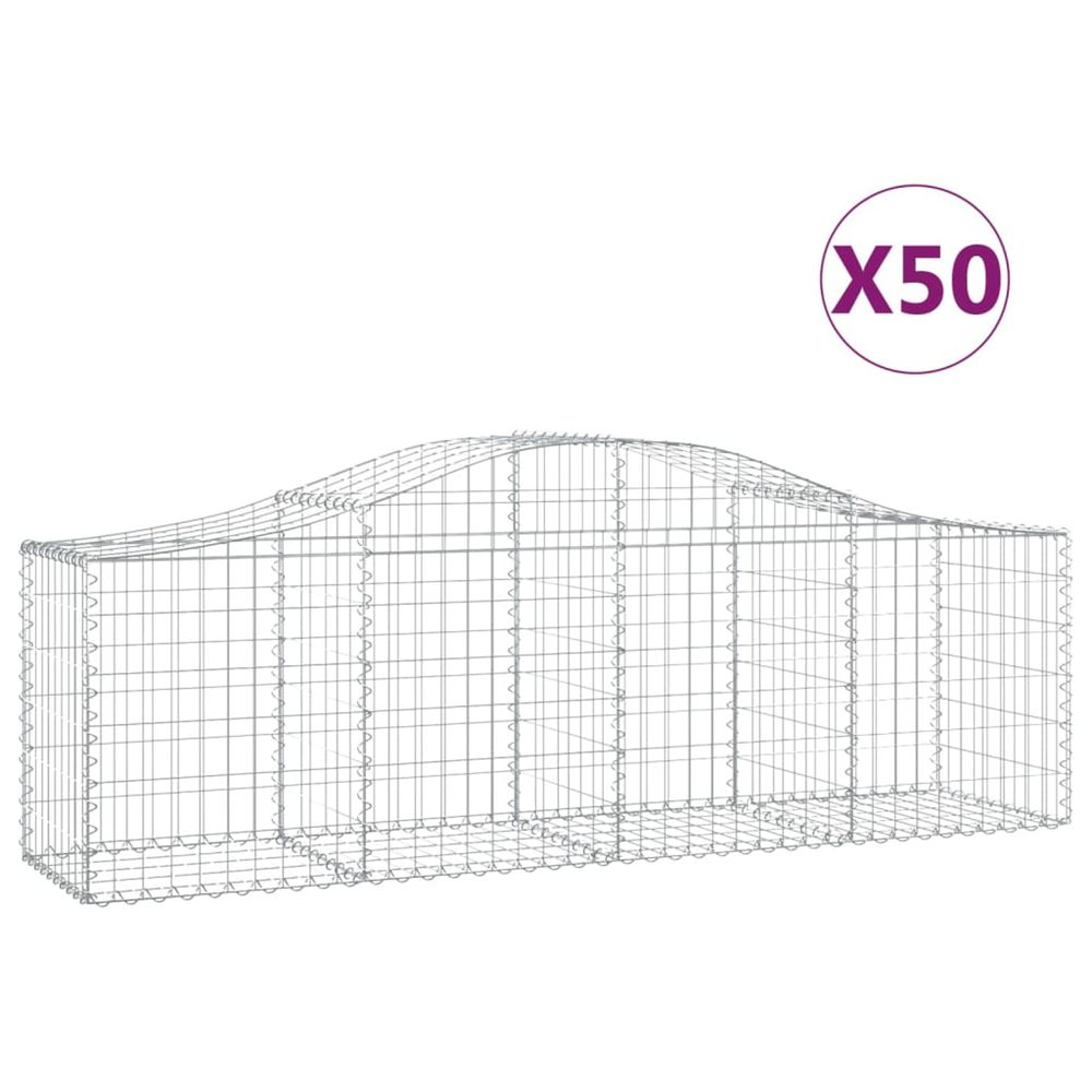 Paniers à gabions arqués 50 pcs 200x50x60/80 cm fer galvanisé