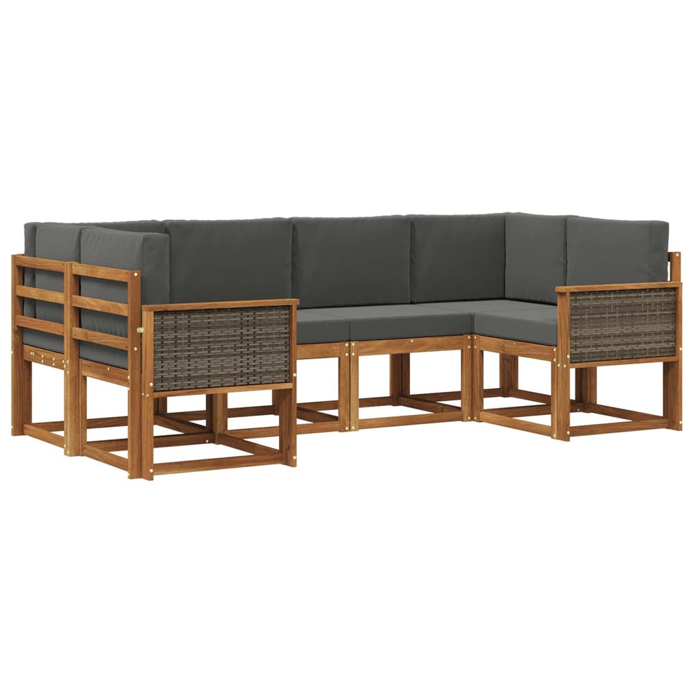 Ensemble de canapés d'extérieur 6 pc naturel et anthracite