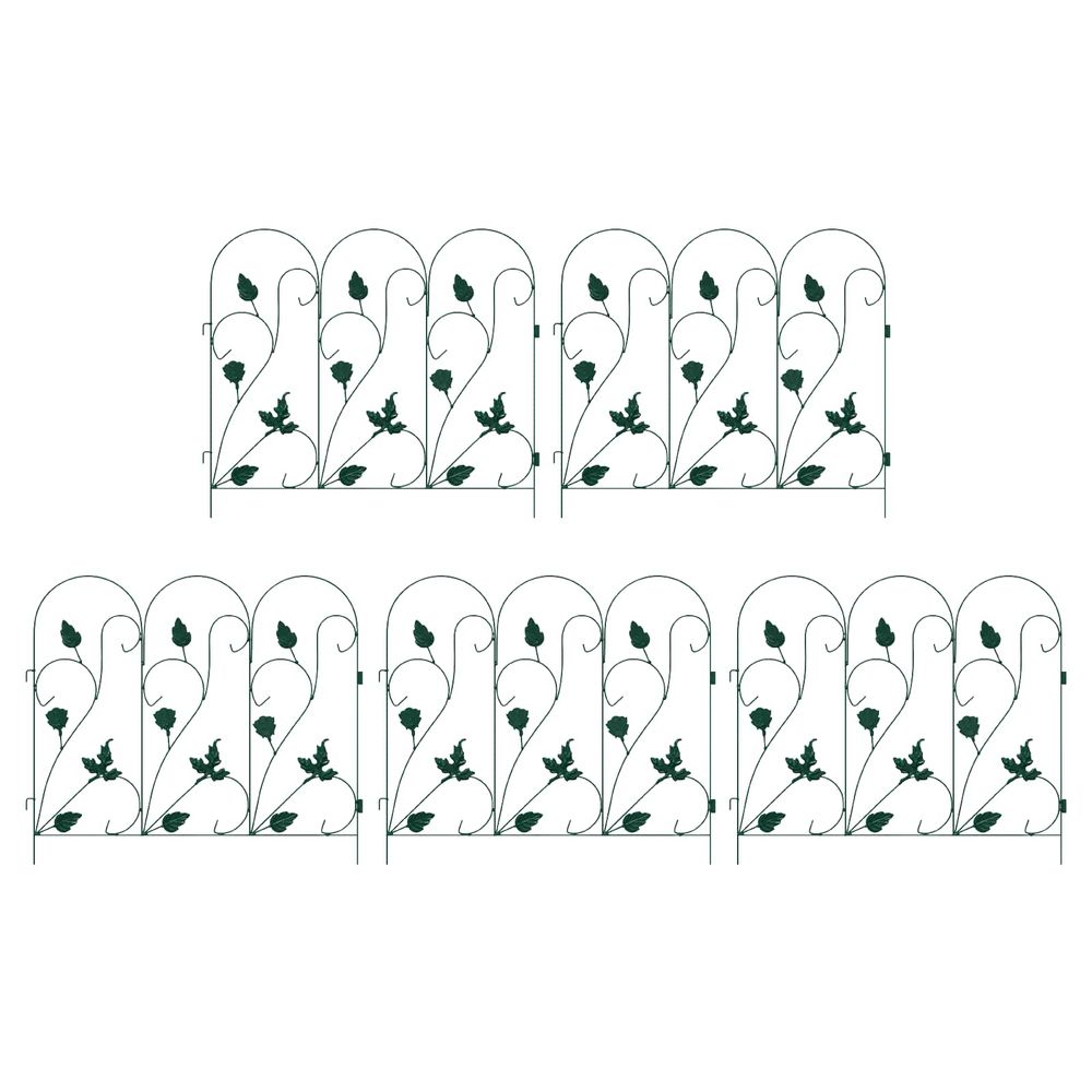 Clôture de jardin 5 pc acier vert