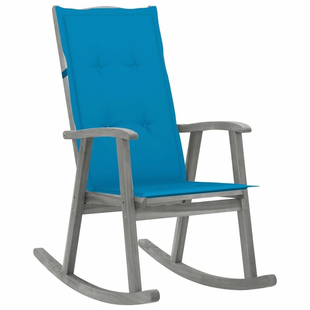 Chaise à bascule avec coussins gris bois d'acacia massif