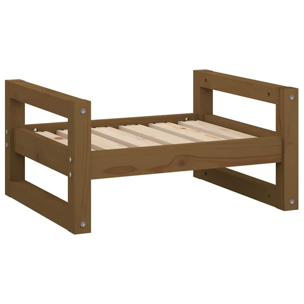 Lit pour chien marron miel 55,5x45,5x28 cm bois de pin solide