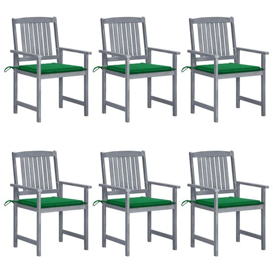 Chaises de jardin et coussins lot de 6 bois acacia massif gris