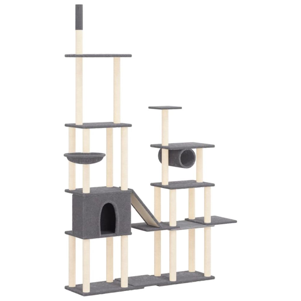 Arbre à chat avec griffoirs en sisal gris foncé 279 cm