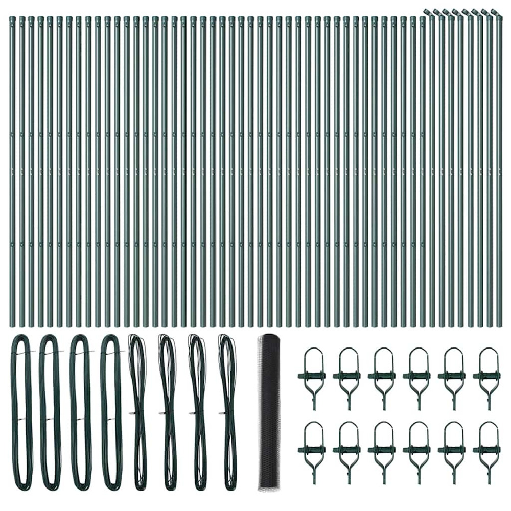 Clôture avec poteaux gris 1 x 100 m acier recouvert de pvc