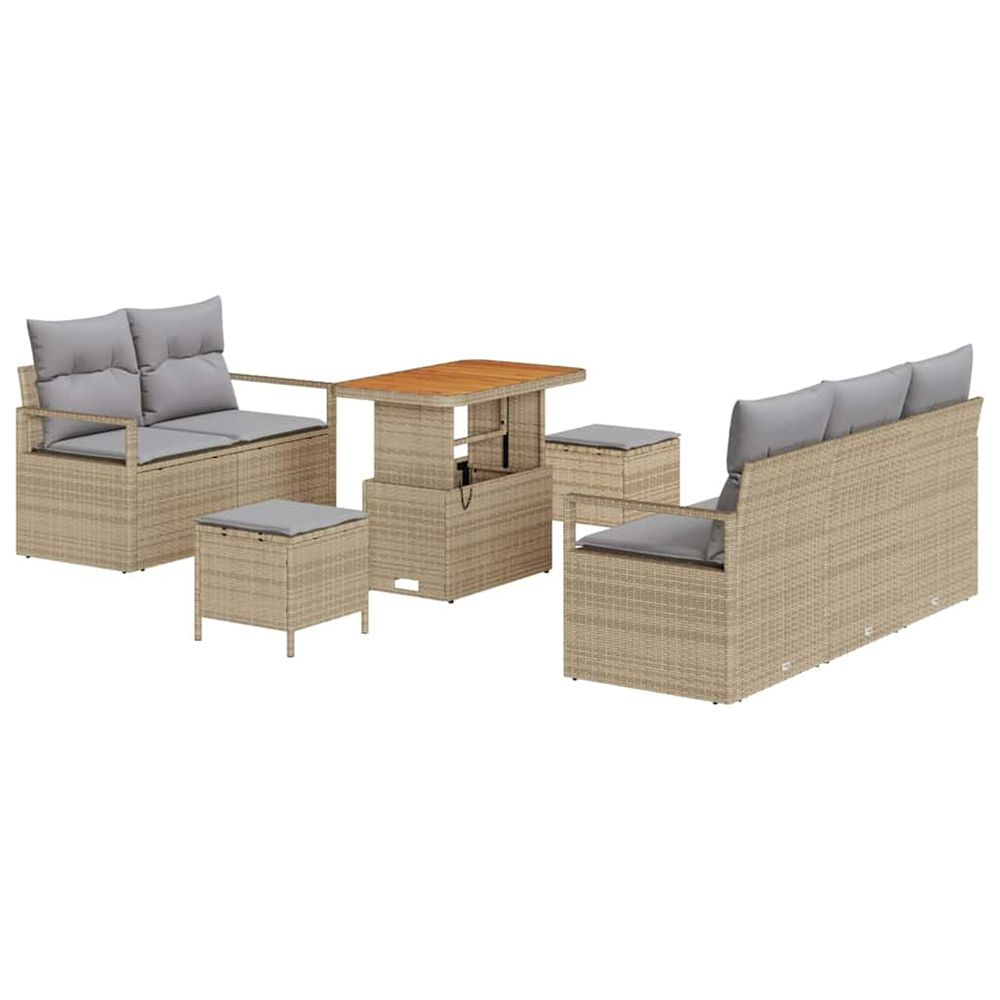 Ensemble de canapé de jardin 8 pc beige polyrotin