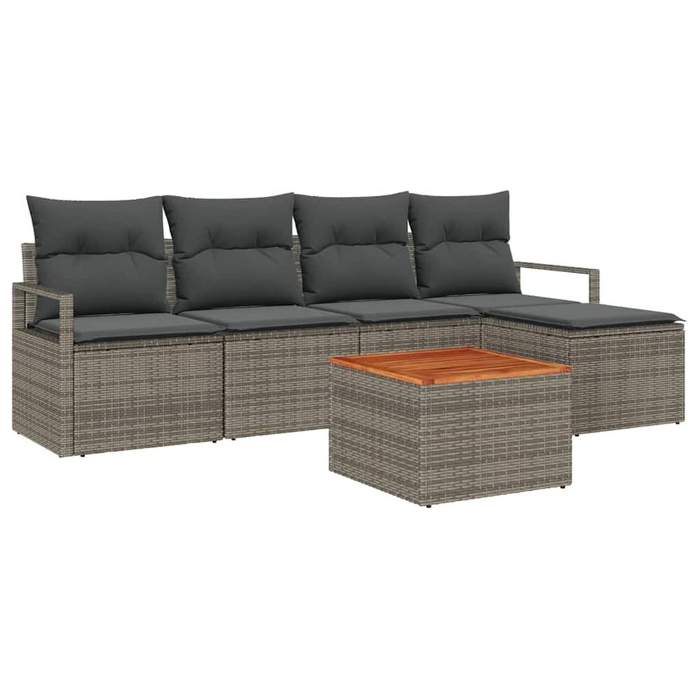 Ensemble de canapé de jardin 6 pc gris polyrotin