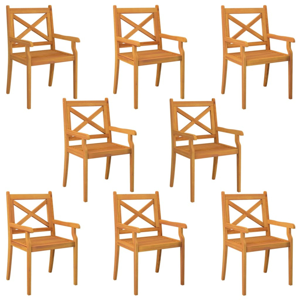Chaises à manger d'extérieur lot de 8 bois d'acacia massif