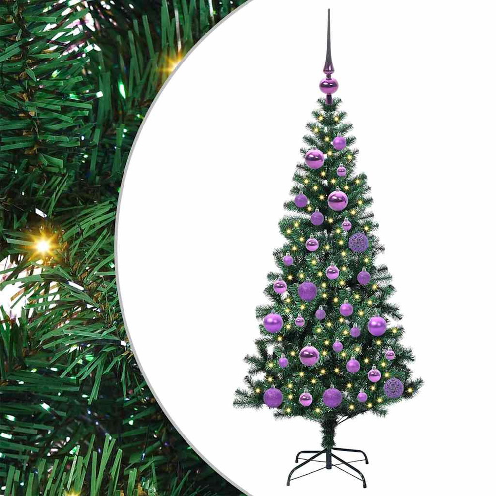 Sapin de noël artificiel pré-éclairé vert 120 cm pvc et métal